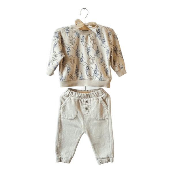 Beige crocodile print set