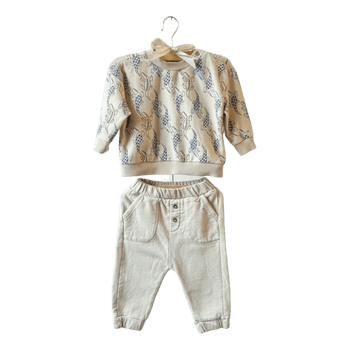 Beige crocodile print set