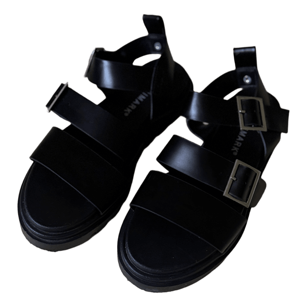Black leather sandals