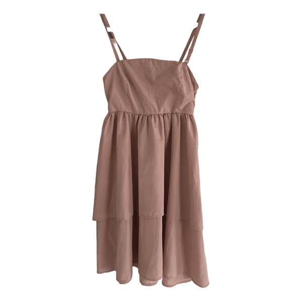 Pink tiered midi dress
