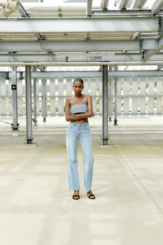Wide-leg pearl jeans