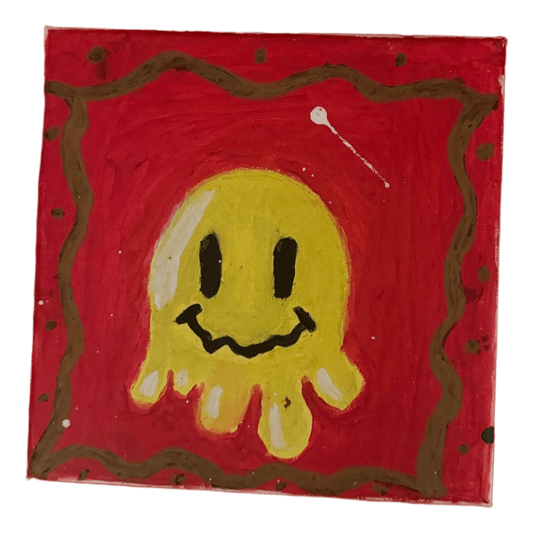 Hand painted smiley canvas