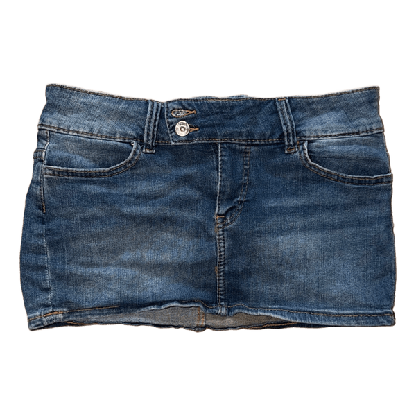 Blå denim mininederdel