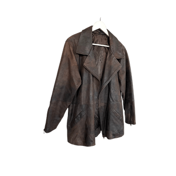 Brown oversized vintage leather jacket