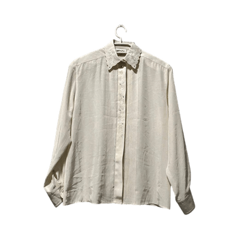 Vintage Erfo Jeunesse cream embroidered blouse with scallop crystal collar – 38