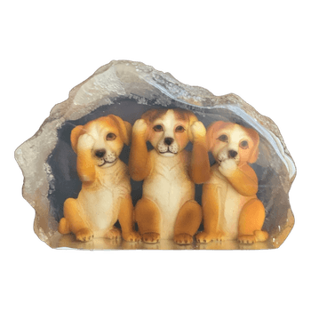 Three wise puppies figurine