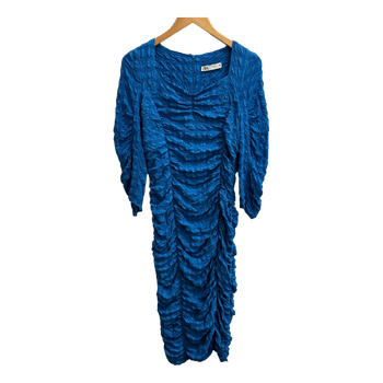 Blue ruched maxi dress