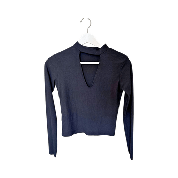 Black ribbed long sleeve top