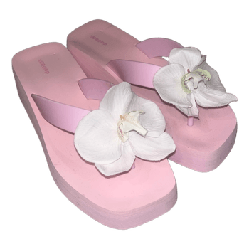 Pink platform flip flops