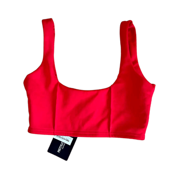 Red cropped halter top