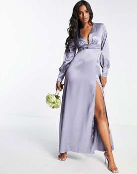 Satin plunge maxi dress