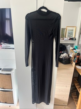 Black mesh midi dress