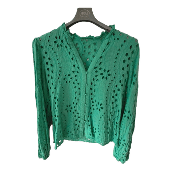 Green eyelet blouse