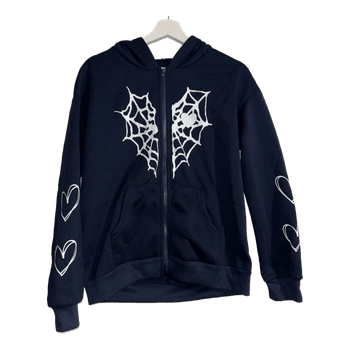 Dark blue spiderweb zip-up hoodie