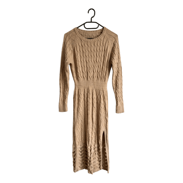 Beige knitted midi dress