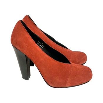& Other Stories burnt orange suede high heels, leather insole, size 38