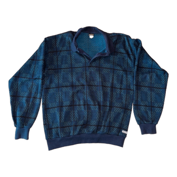 Blue patterned long-sleeve polo