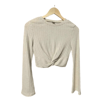Beige ribbed crop top