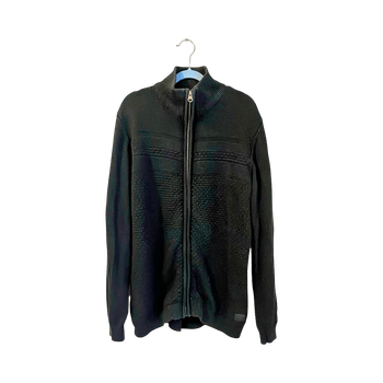 Black zip-up sweater