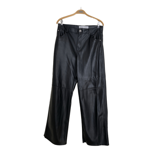 Black faux leather trousers