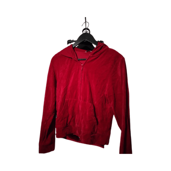 Punainen huppari vetoketjulla