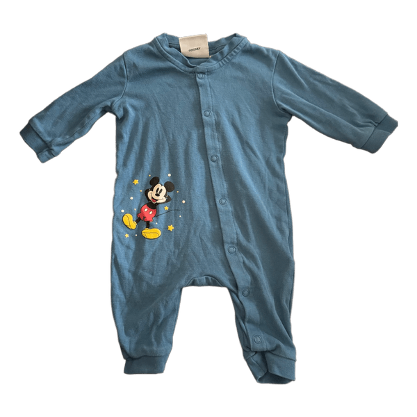 Blå sparkedragt med Mickey Mouse