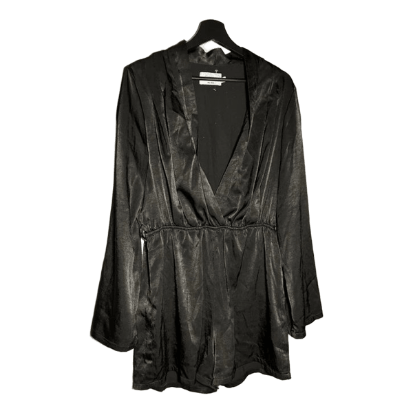 Black satin playsuit