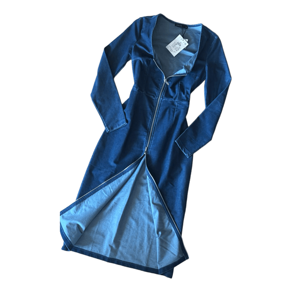 Blue denim zip dress
