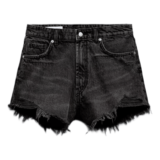Sorte denimshorts med slid