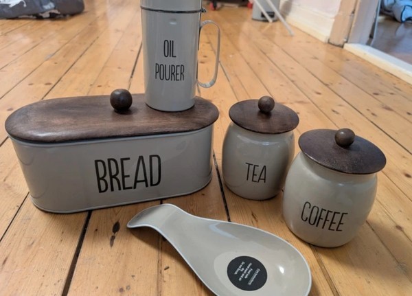 Grey kitchen storage set