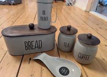 Grey kitchen storage set