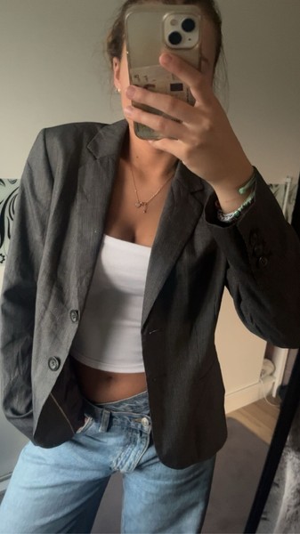 Grey pinstripe blazer