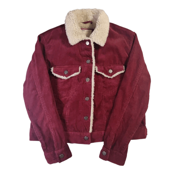 ASOS Vakosamettitakki Karvavuorella - Corduroy Sherpa Jacket - Viininpunainen - M