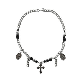 Hopeinen ristikoru kaulakoru