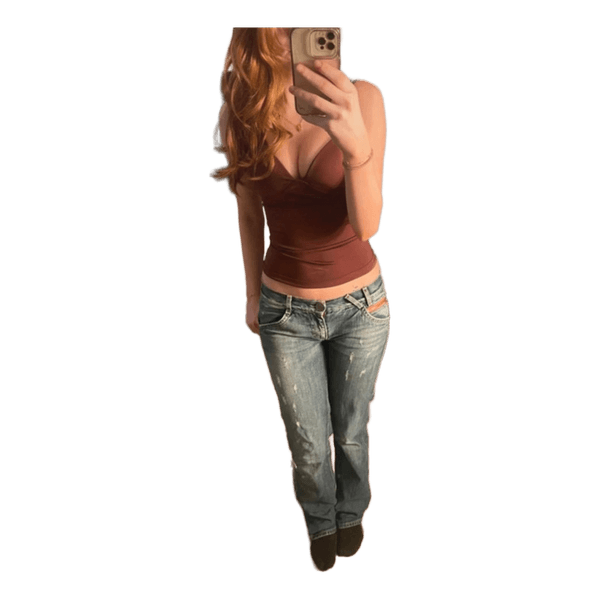 Blue low rise jeans