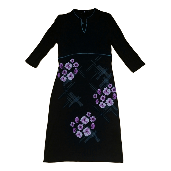 Black floral midi dress