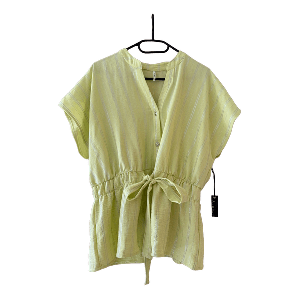 Green striped blouse
