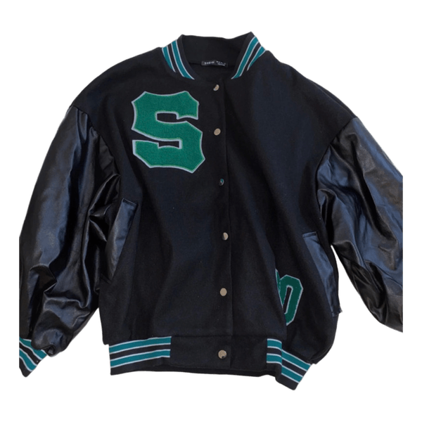 Schwarze Collegejacke mit Patch | M
