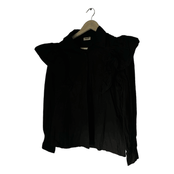 Black ruffled blouse