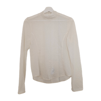 Beige mesh long sleeve top