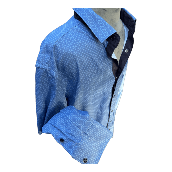 Blue patterned long sleeve shirt