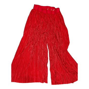 Red pleated wide-leg trousers