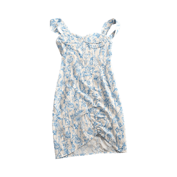 White blue floral mini dress