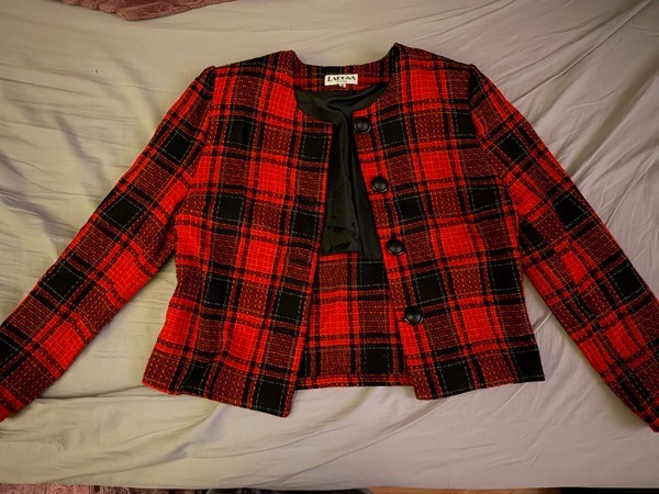 Red black plaid jacket