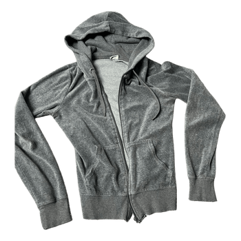 Grey velour zip hoodie