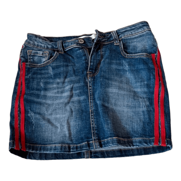 Denim mininederdel med striber