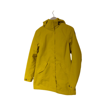 Keltainen parkatyyppinen takki