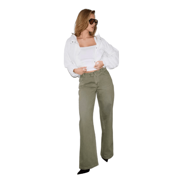 Gröna jeans med vida ben