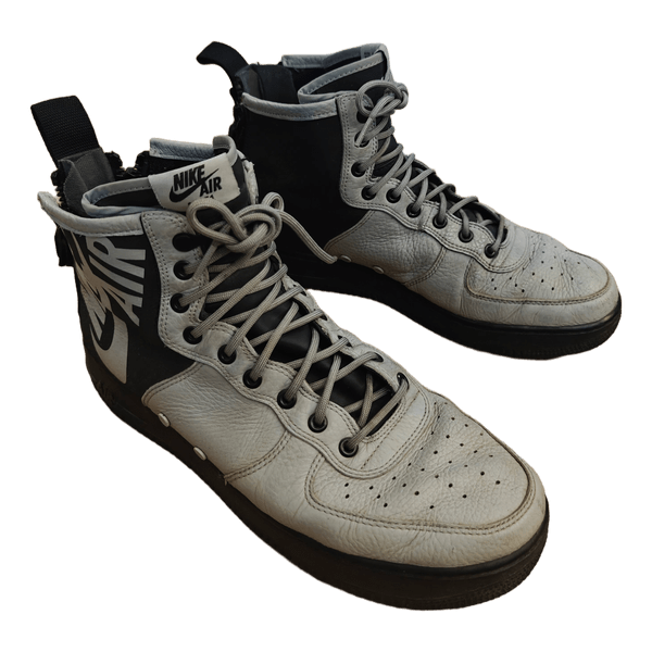 Grey leather high top sneakers