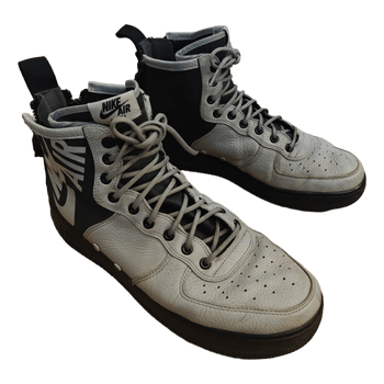 Grey leather high top sneakers